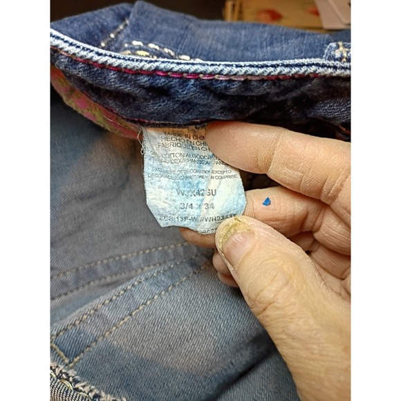 Wrangler Rock 47 Jeans Women 3/4 30x34 Bootcut Low Rise Y2K Cowgirl Rhinestones - Picture 3 of 10